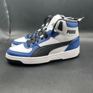 Puma Rebound Joy High Top Kids White Royal Blue Sneakers Casual Shoes Size 4C